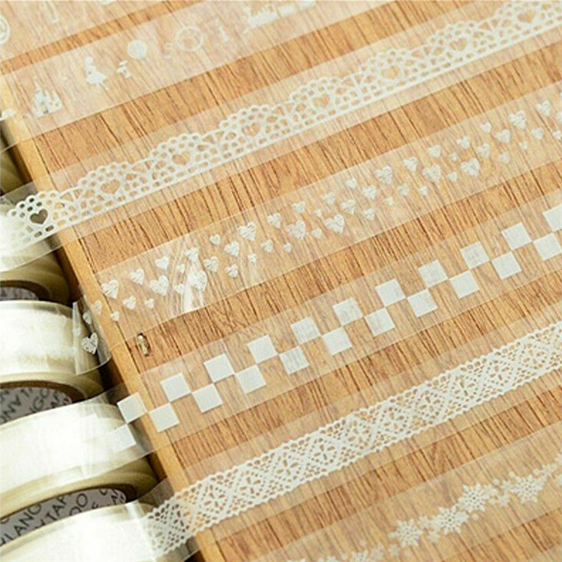 Lace Roll DIY Washi Paper Decorative Sticky Paper Self Adhesive Masking Tape 5X