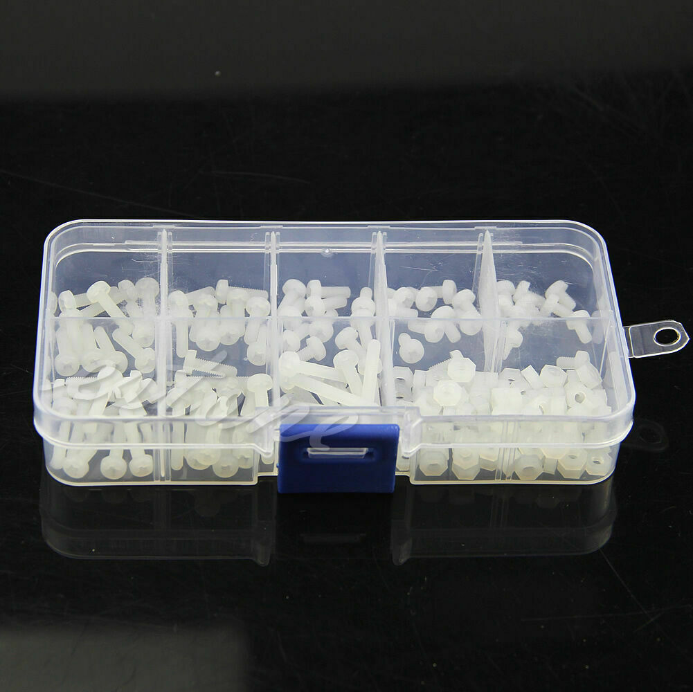 150Pcs M3 White Nylon Hex Screw Bolt Nut Standoff Spacer Kit Set