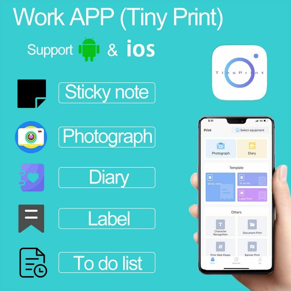Portable Thermal Printer Pocket Wireless Bluetooth-Compatible Label Note Printer