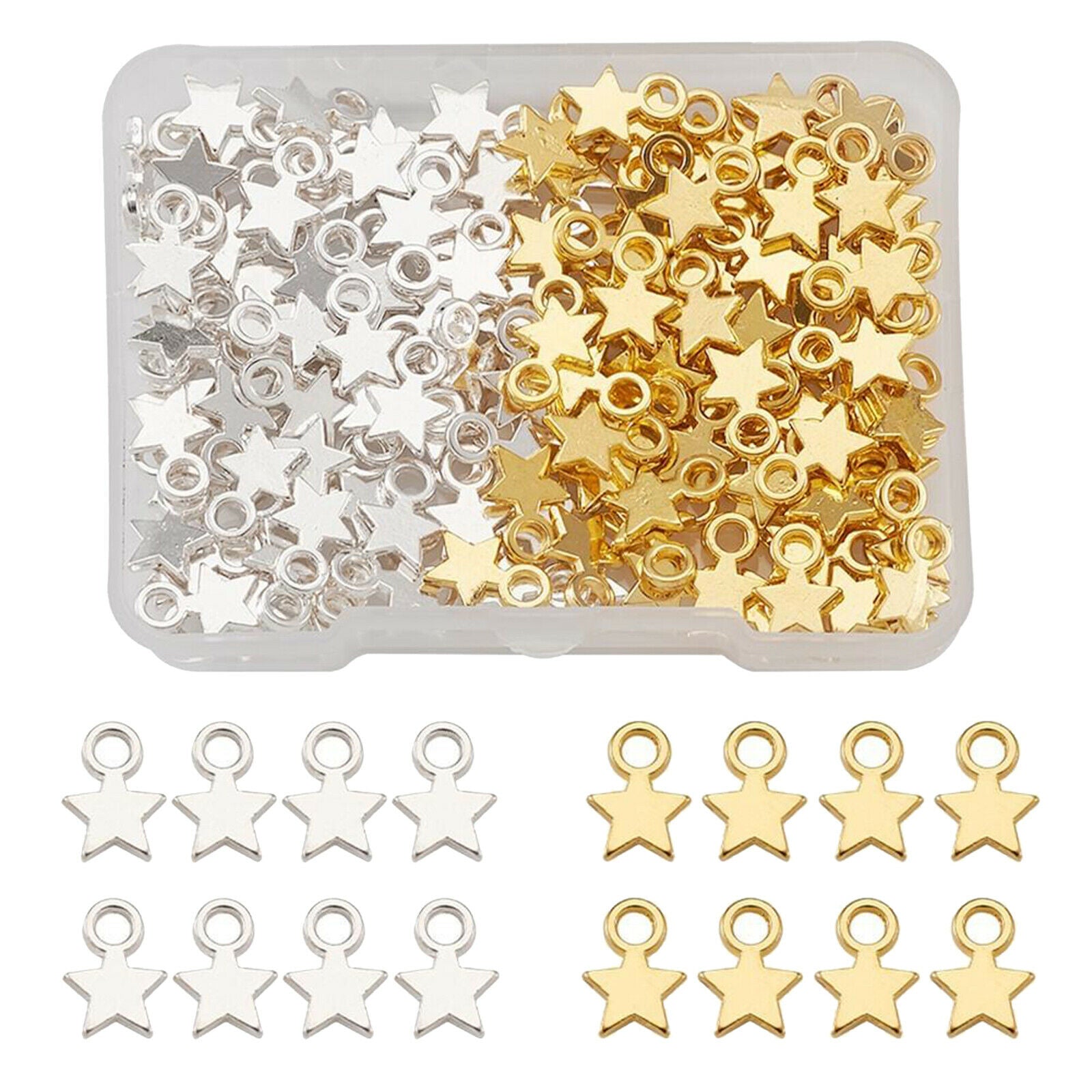160x Zinc Alloy Mixed Star Pendant Charms DIY Jewelry Necklace Making Crafts