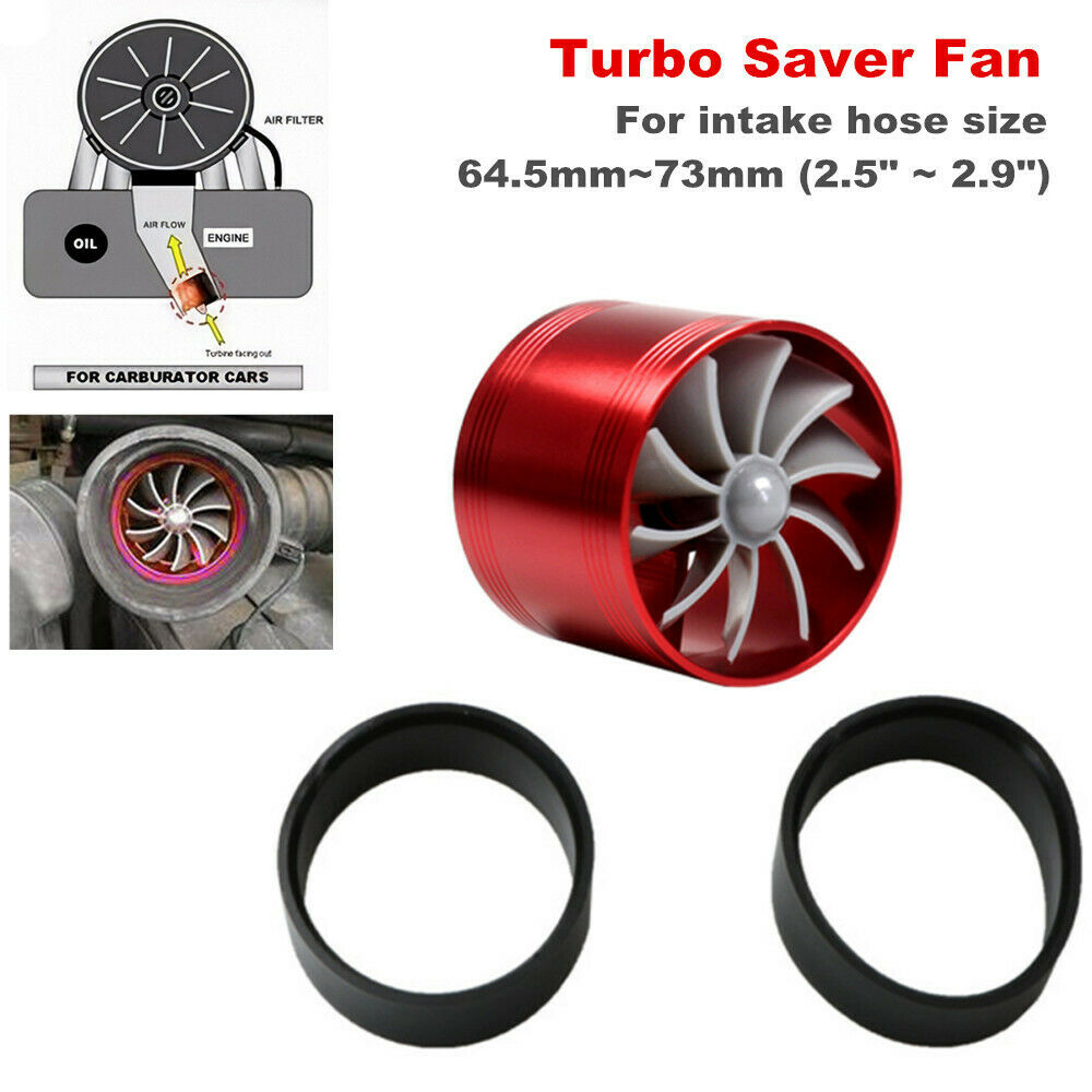 Air Intake Turbonator Single Fan Gas Fuel Saver Turbo Supercharger 2.5" ~ 2.9"