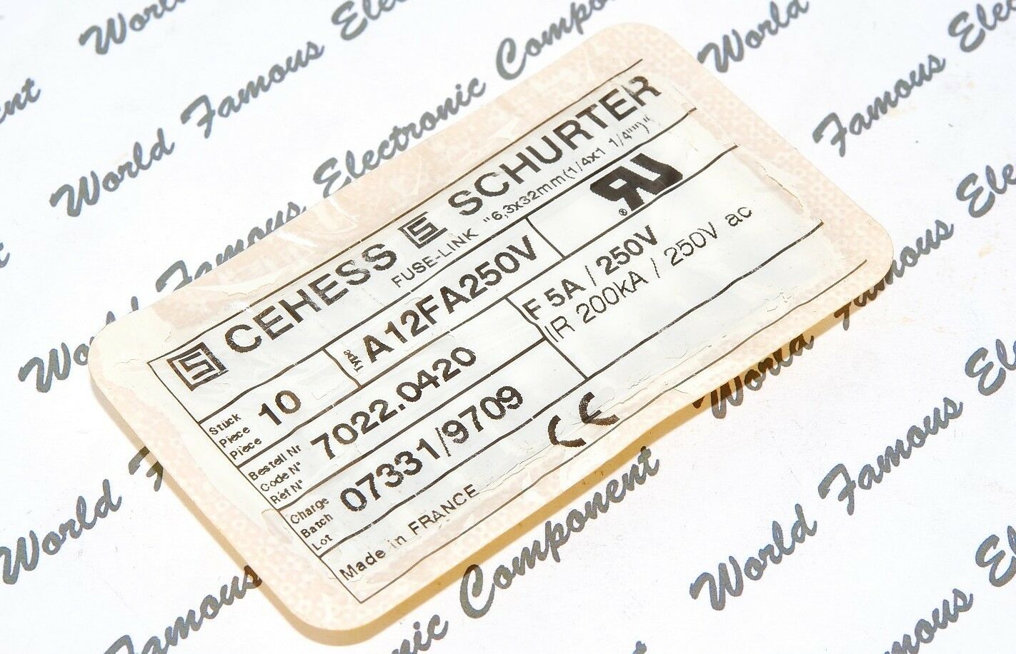 1pcs - SCHURTER (F) 5A 250V 6.3x32mm Ceramic Fuse - 7022.0420 - F5A / 250Vac