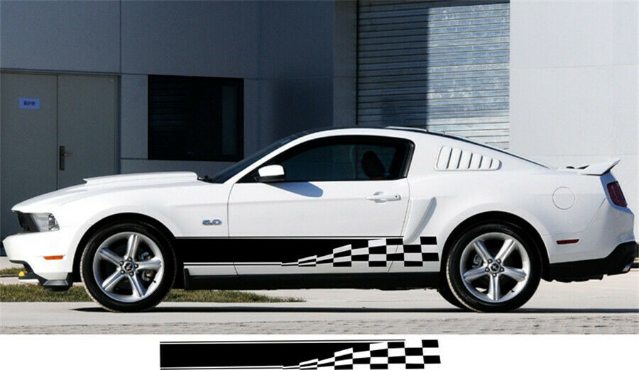 WwaterProof Checkered Flag Car Door Body Sides Decrative Decals Graphic Stickers