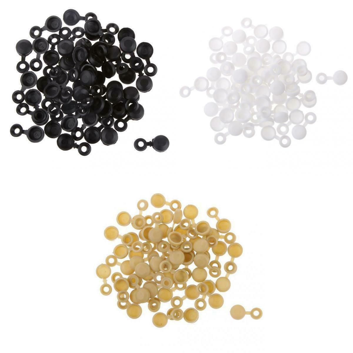 Pack of 150 Polypropylene Plastic Hinged Screw Cover Caps  for 6g/8g Diameter