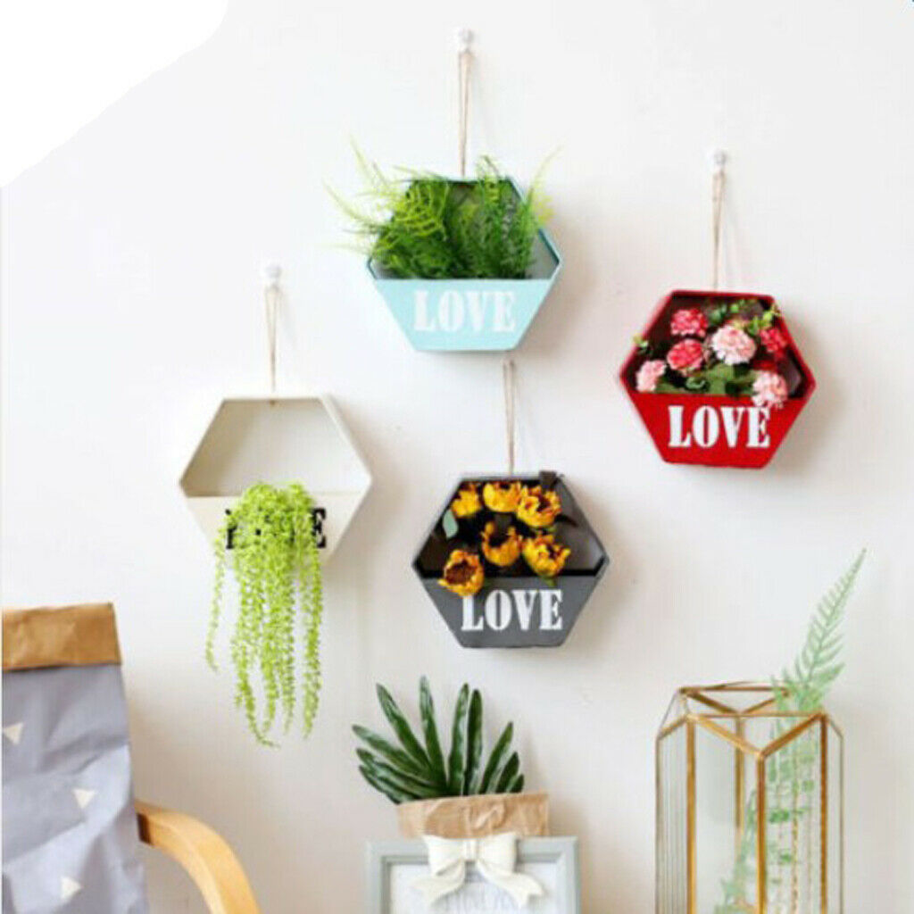 Wall Hanging Flower Basket Plant Pot Home Balcony Decor Red House