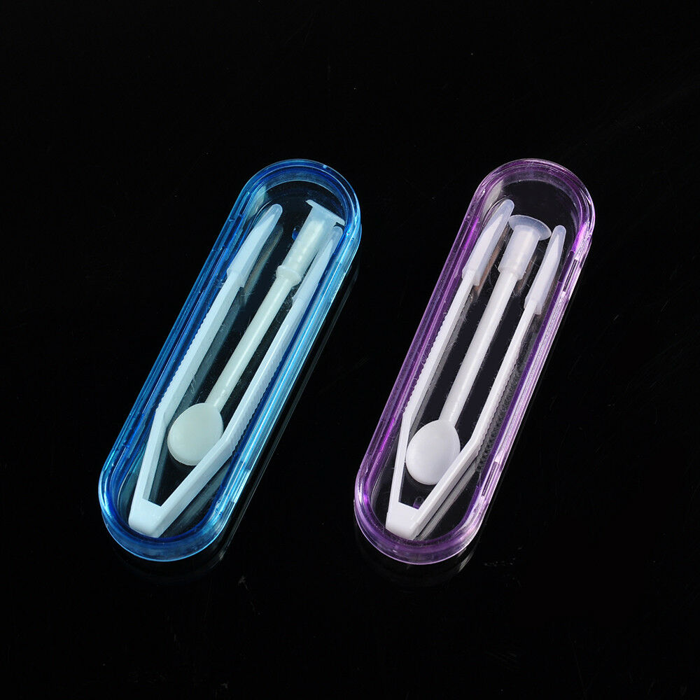 2 Boxes Contact Lens Tweezers Stick Inserter Remover Soft Tip Storage Case Set