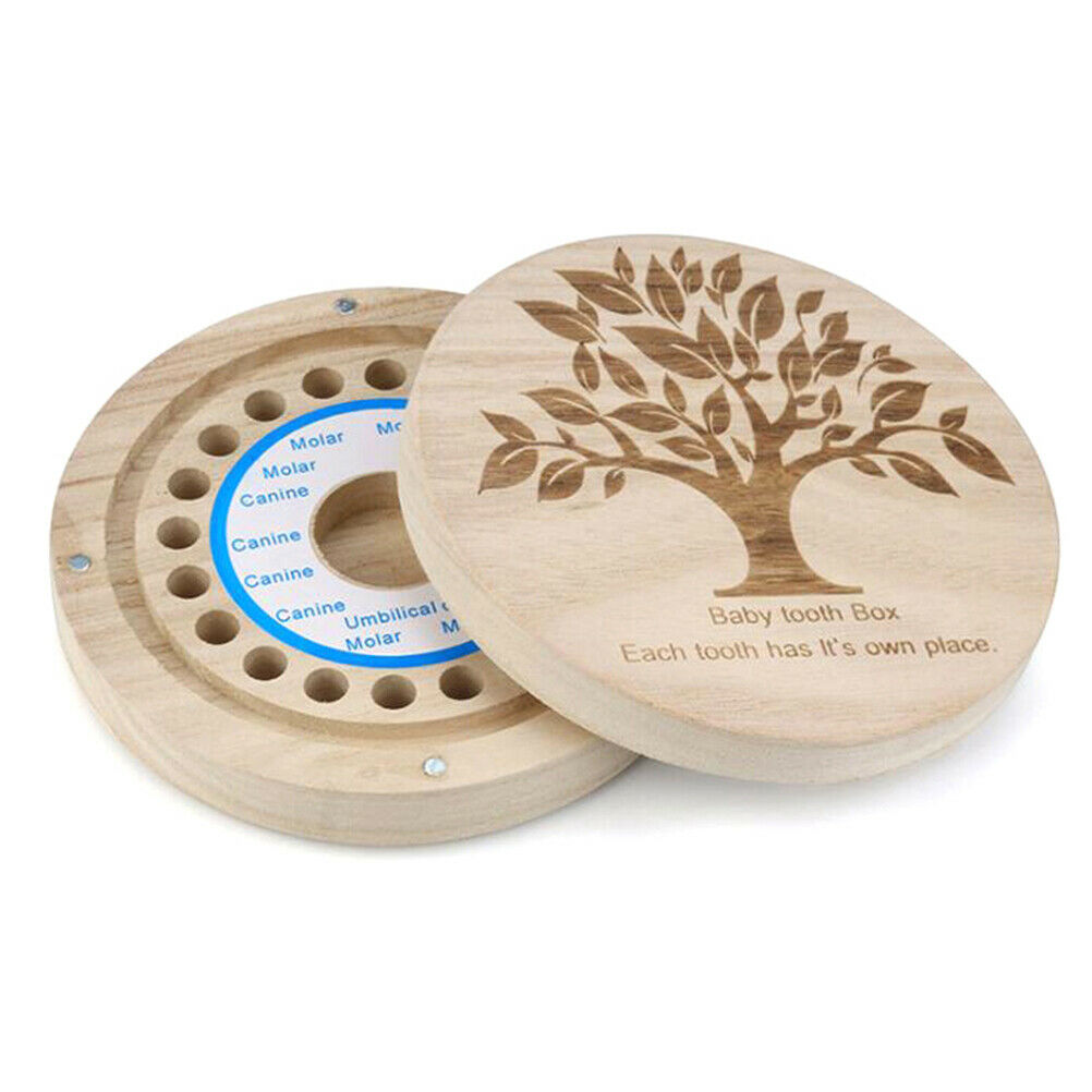 Baby Tooth Box Organizer Milk Teeth Wood Storage First Tooth Keepsake Baby Bo FG