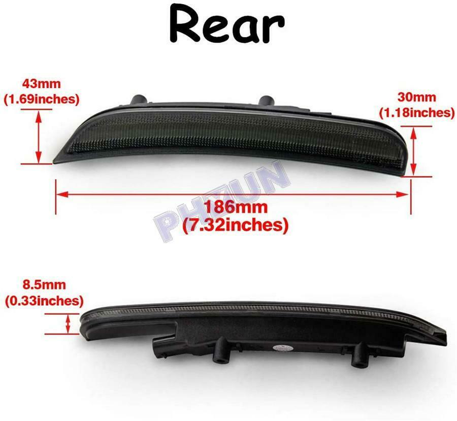 For 2015-2019 Dodge Charger Front Rear LED Side Marker Lamp Amber Red Smoke Lens