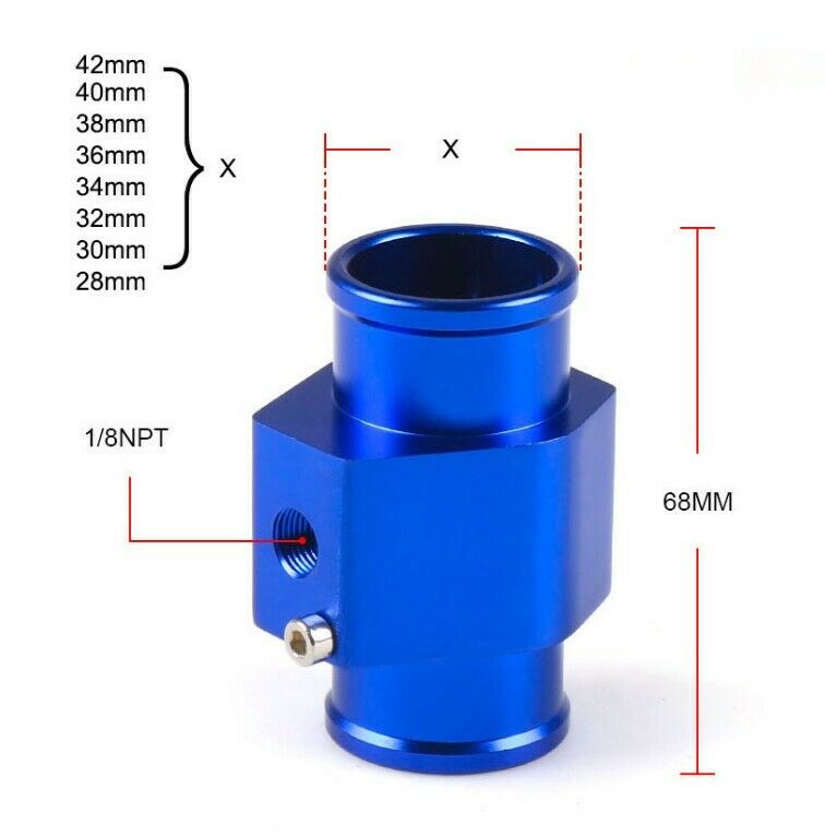 28mm Car Water Temp Temperature Joint Pipe Sensor Gauge Radiator Hose Adapter-BU