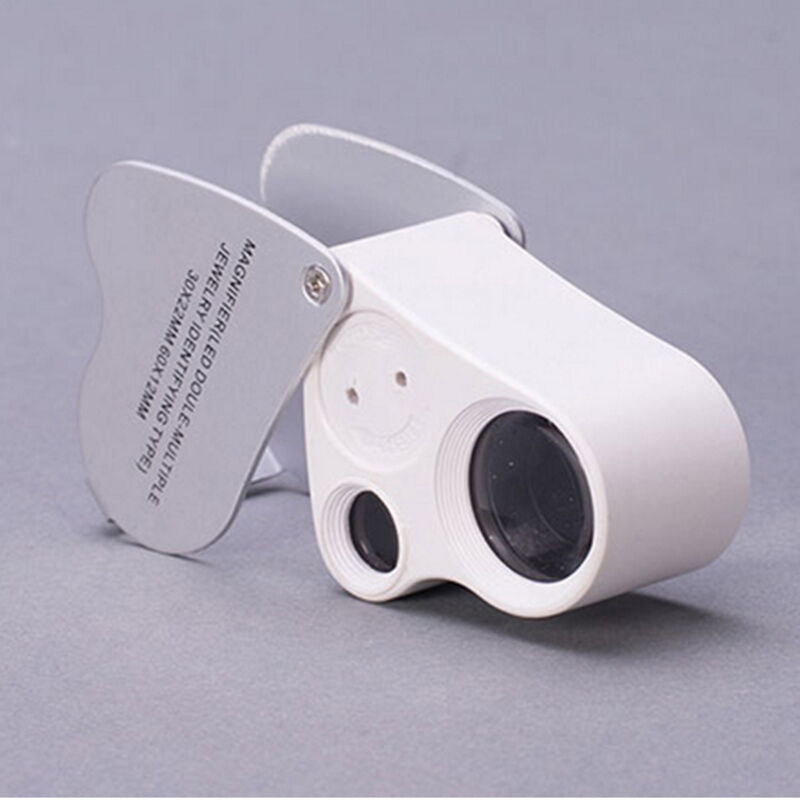 1xJewellers Eye Jewelry Lens Glass Loupe 30X&60X Magnifier Magnifying LED Lights