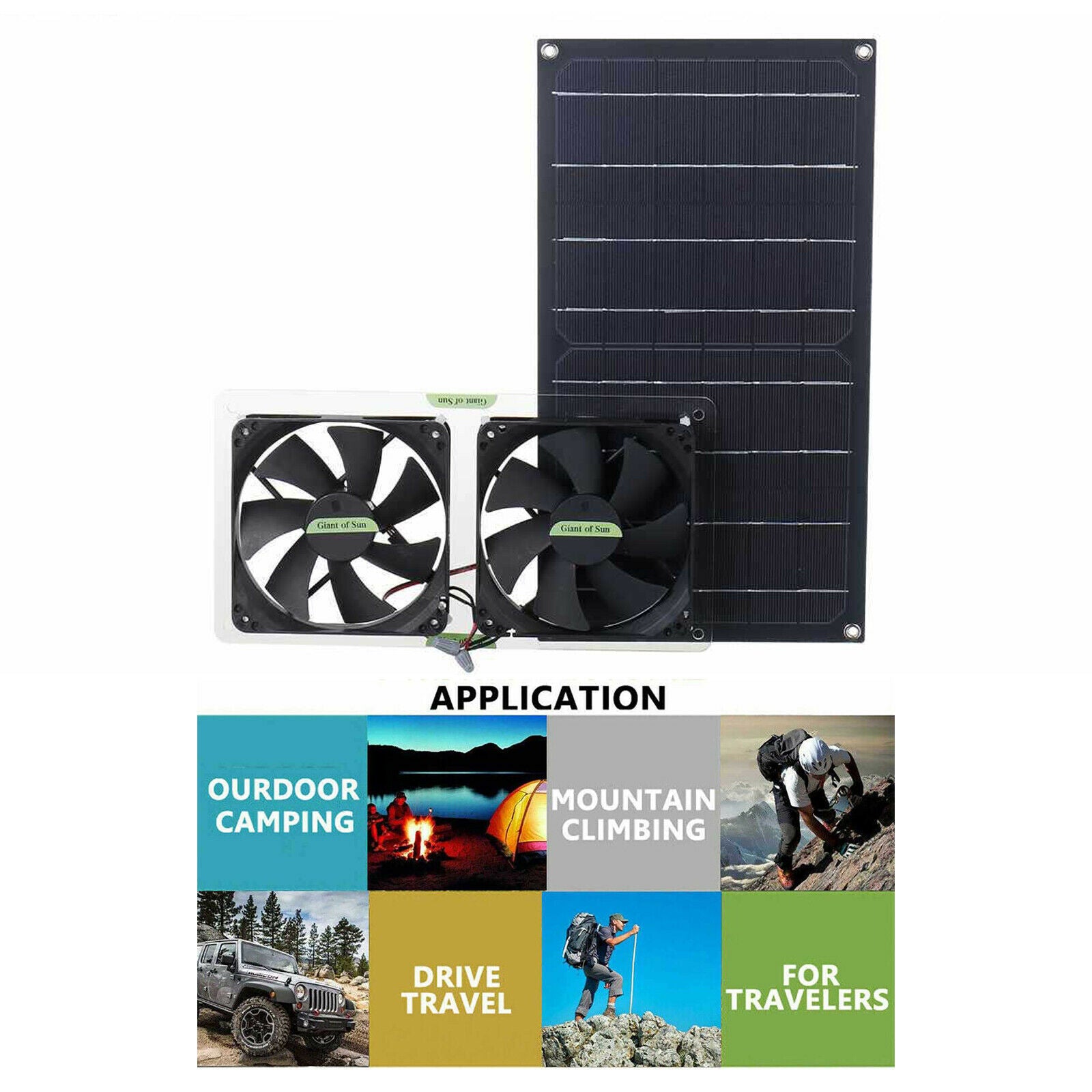Portable Solar Double Exhaust Fan Panel System for Garage RV Outdoor Boat