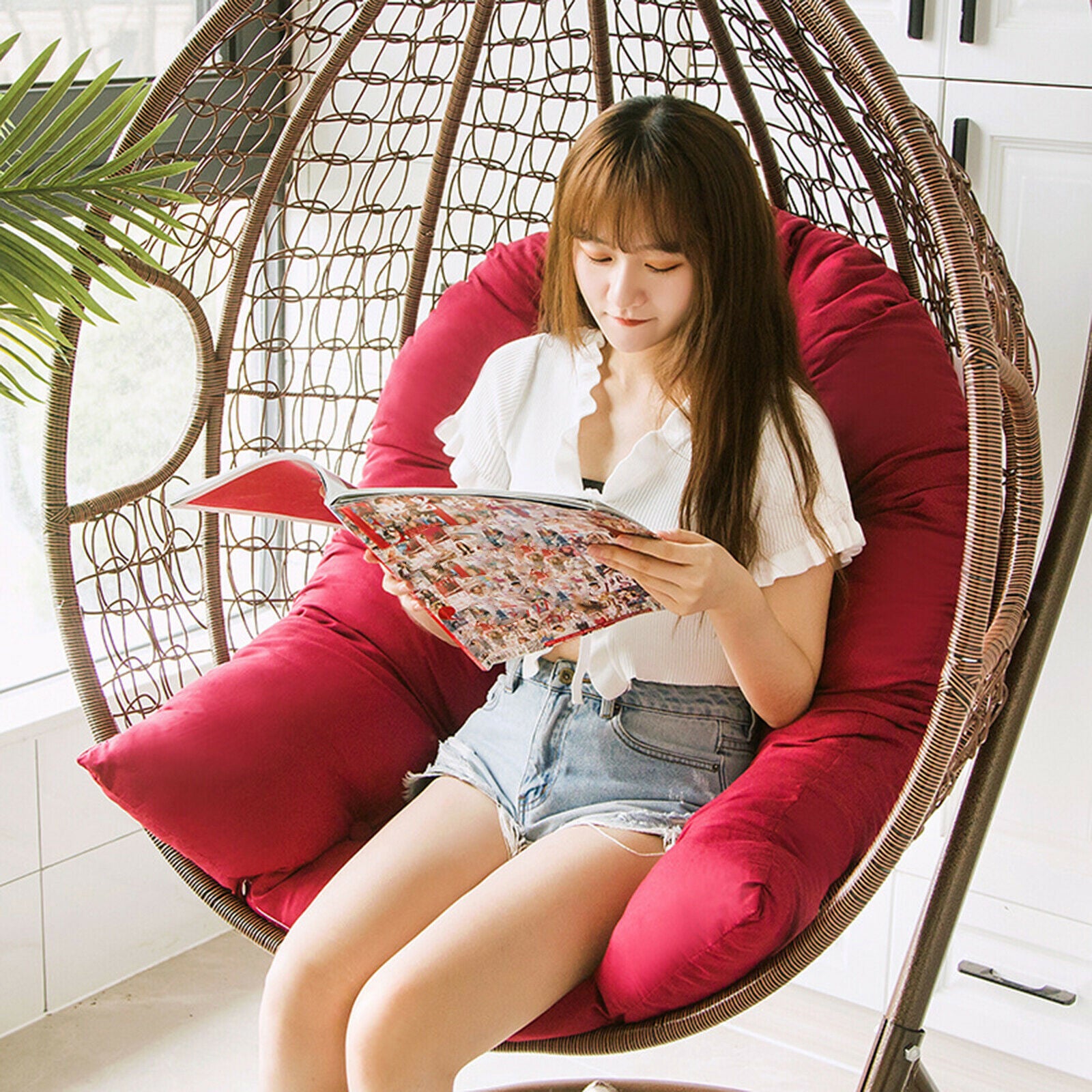 Seat Cushion Swing Cushions Hanging Swing Chair Office Chair Removable. Wine Red