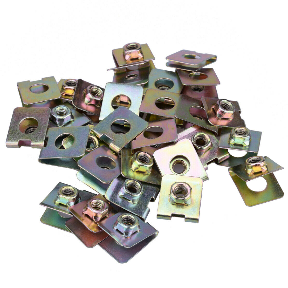 30x Spring Metal Car Auto Door Pannel Screw U-Clip Type Copper Buckle 6mm Dia An