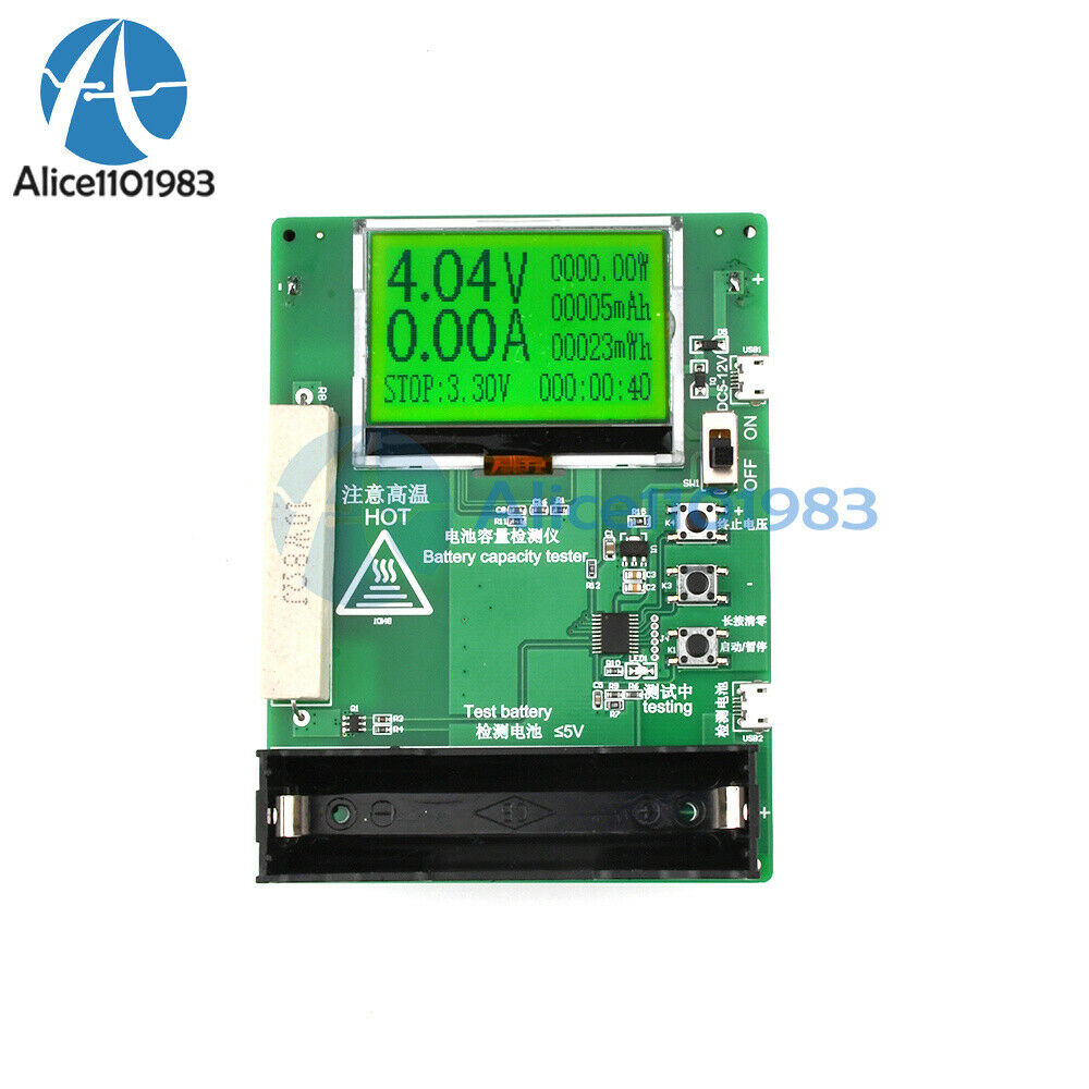 Lithium 18650 Battery Capacity Tester BMS PCB Protection LCD Display Module