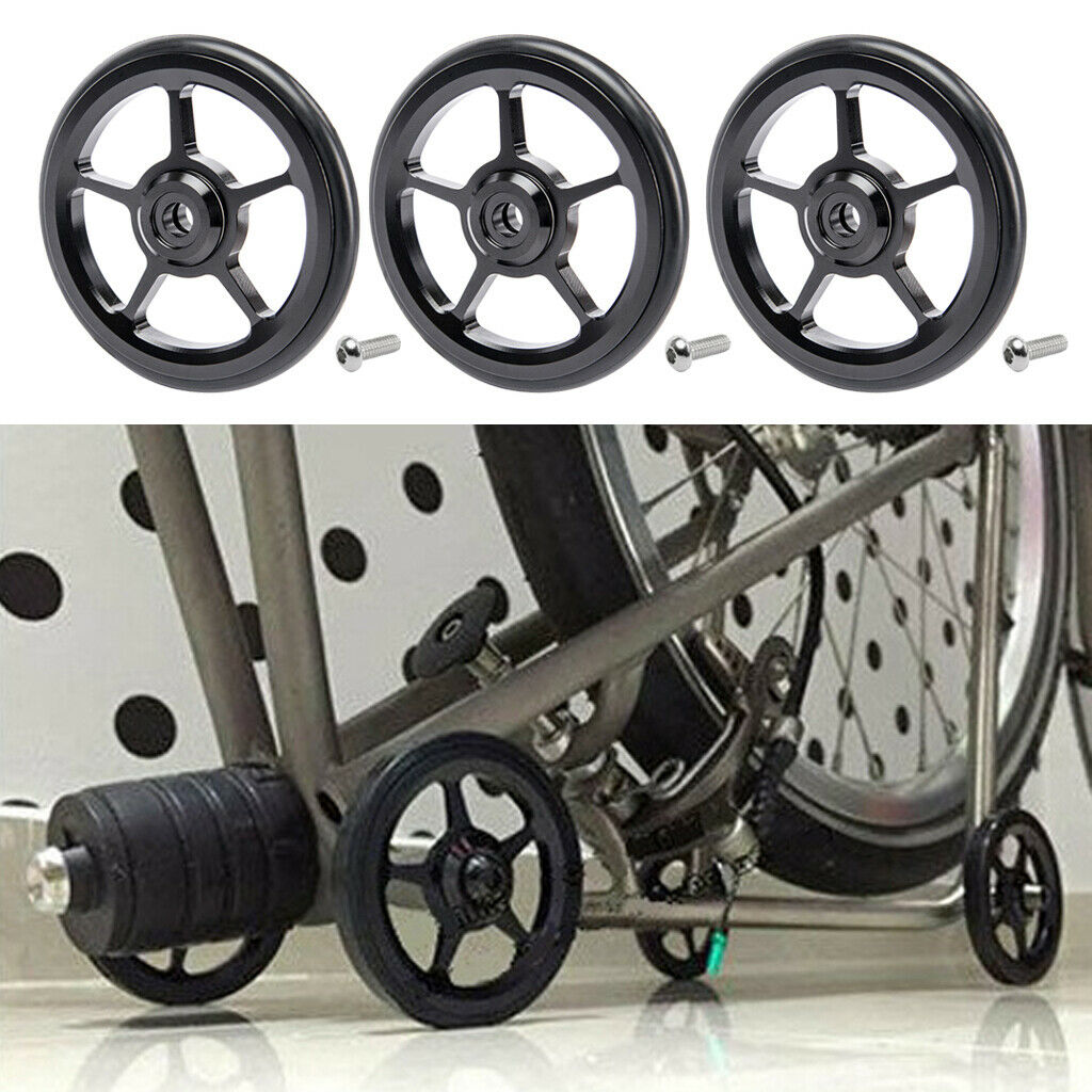 3 Pieces Bike Easy Wheels Easywheel for Brompton Cycle Components Black