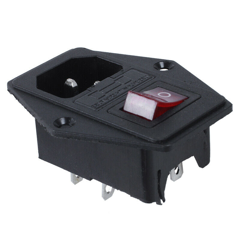 Red light concentrator switch IEC 320 C 14 outlet AC 250 V 10 A P9F2F2