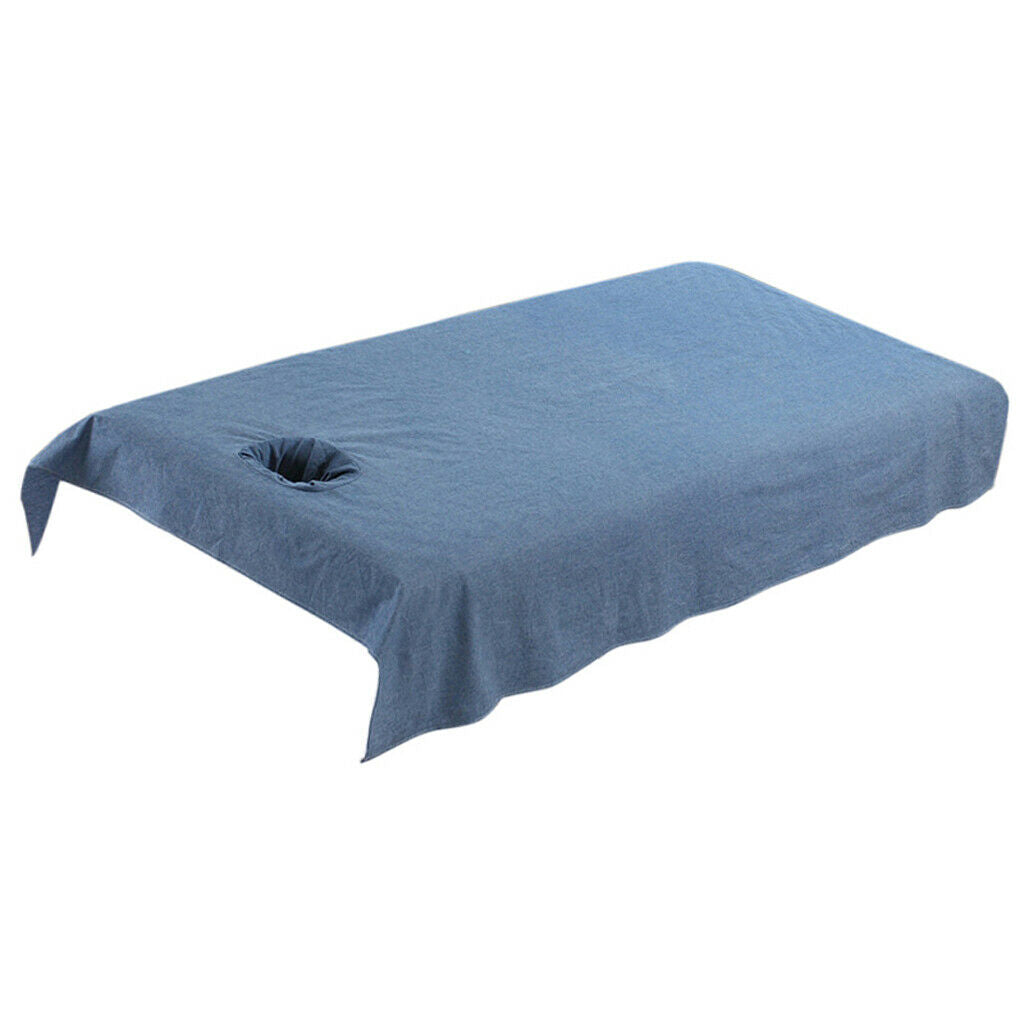 Washable Cotton Acupuncture Massage Table Bed Fitted Pad Cover Sheet Dark Blue