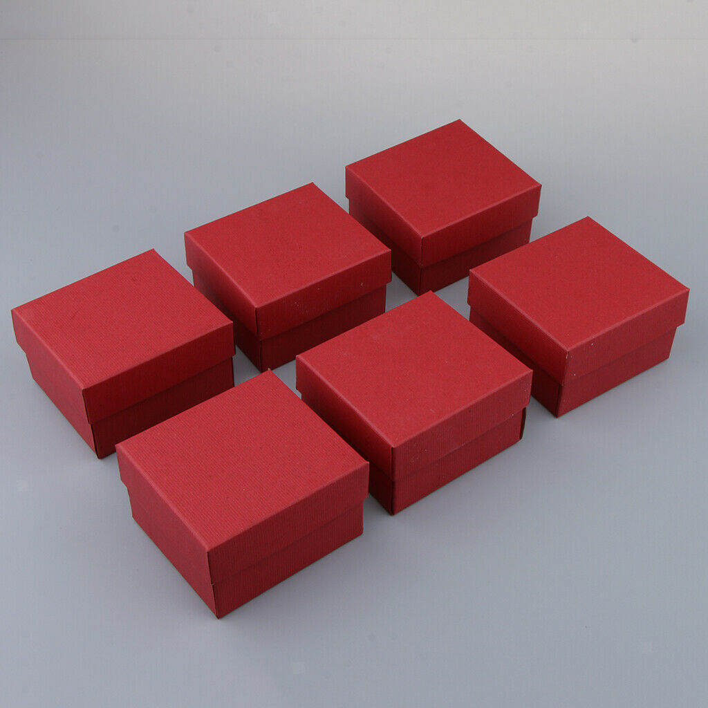 3pcs Square Paper Ring Box with Pillow Gift Jewelry Storage Red