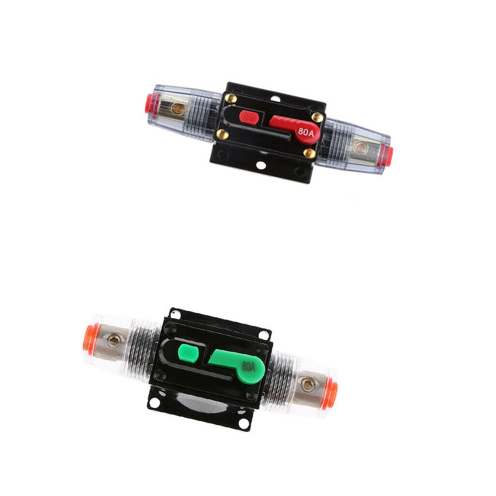 2x Circuit Breaker Fuse Stereo Audio 12V 24V 32V 80A For Car