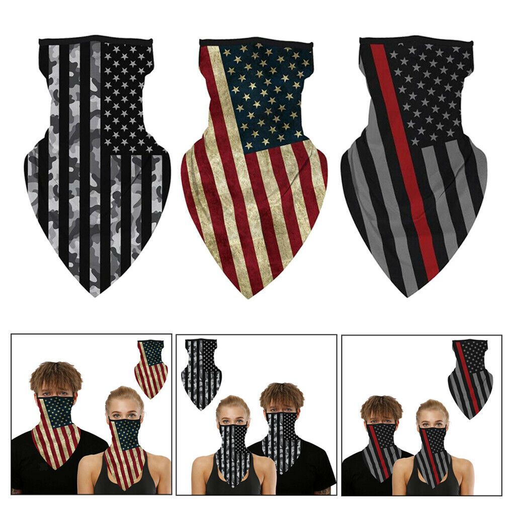 3Pcs Mens Sport Stars Stripes Face Balaclava Neck Gaiters Scarf Dustproof