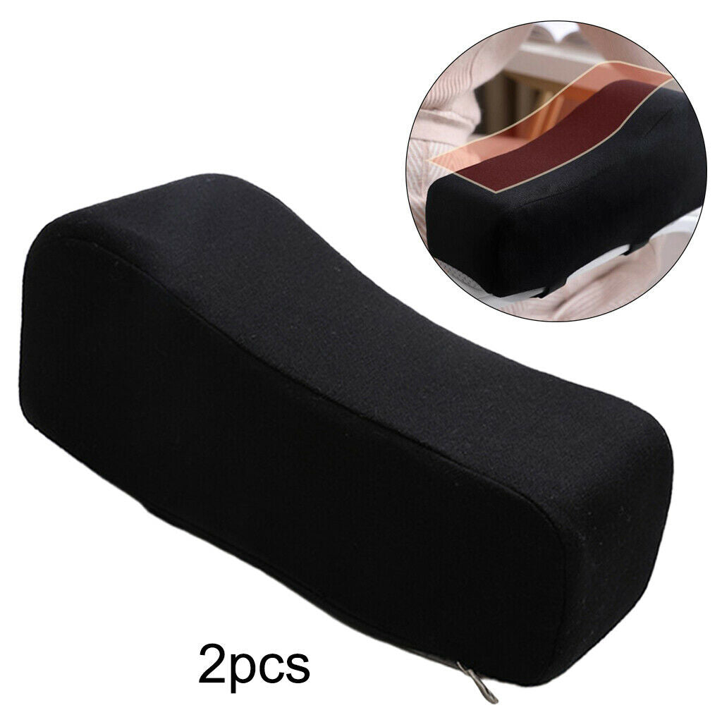 2x Black Chair Armrest Pad Memory Foam Thick Soft Elbow Pillow Gaming Chair