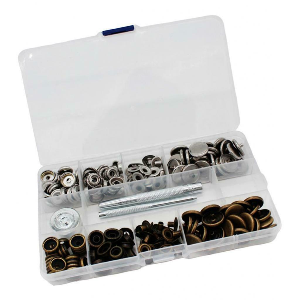 50 Sets Leather Snap Buttons Press Studs 17mm for Clothes Jeans 2 Color