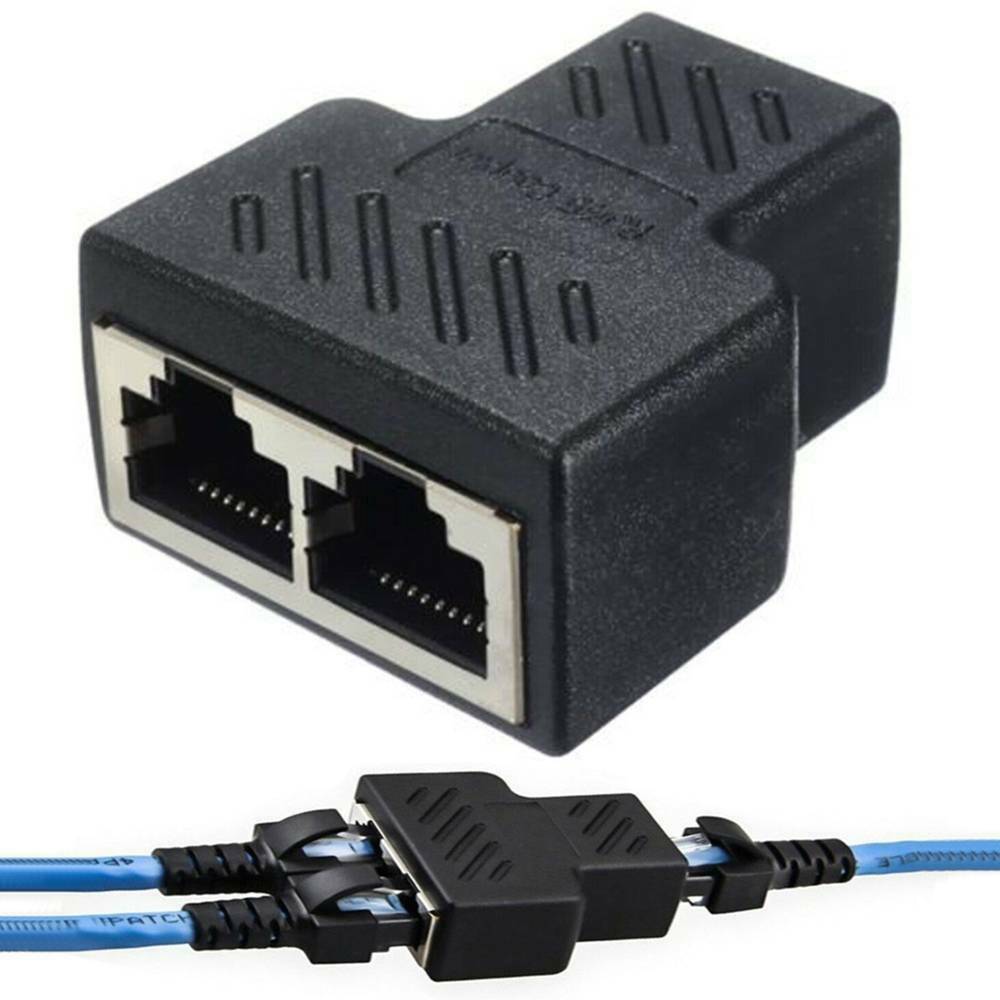 RJ45 Splitter Adapter LAN Ethernet Cable 1-2 Way Dual Port Connector Plug New!