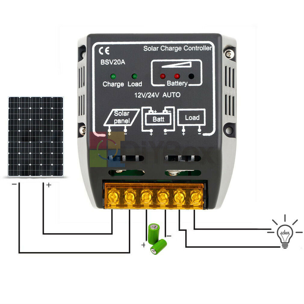 20A Solar Panel Charge Controller Battery Regulator 12V/24V Safe Protection