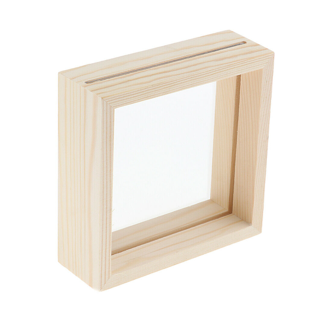 2 Pack Wooden Floating Picture Frames Specimen Frame for Double Sided Glass