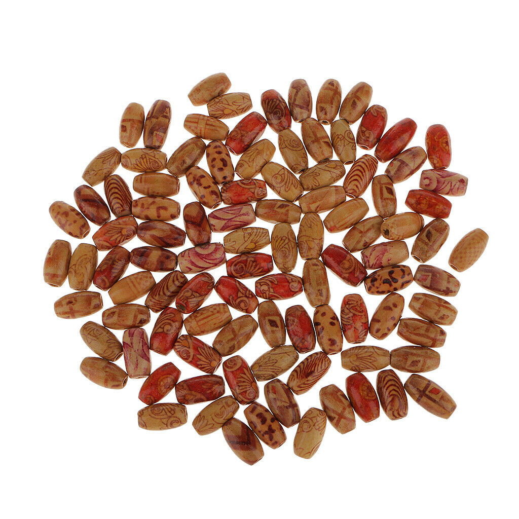 100 Floral Oval Wooden Beads for Jewelry Making Loose Spacer Charms Bracelet
