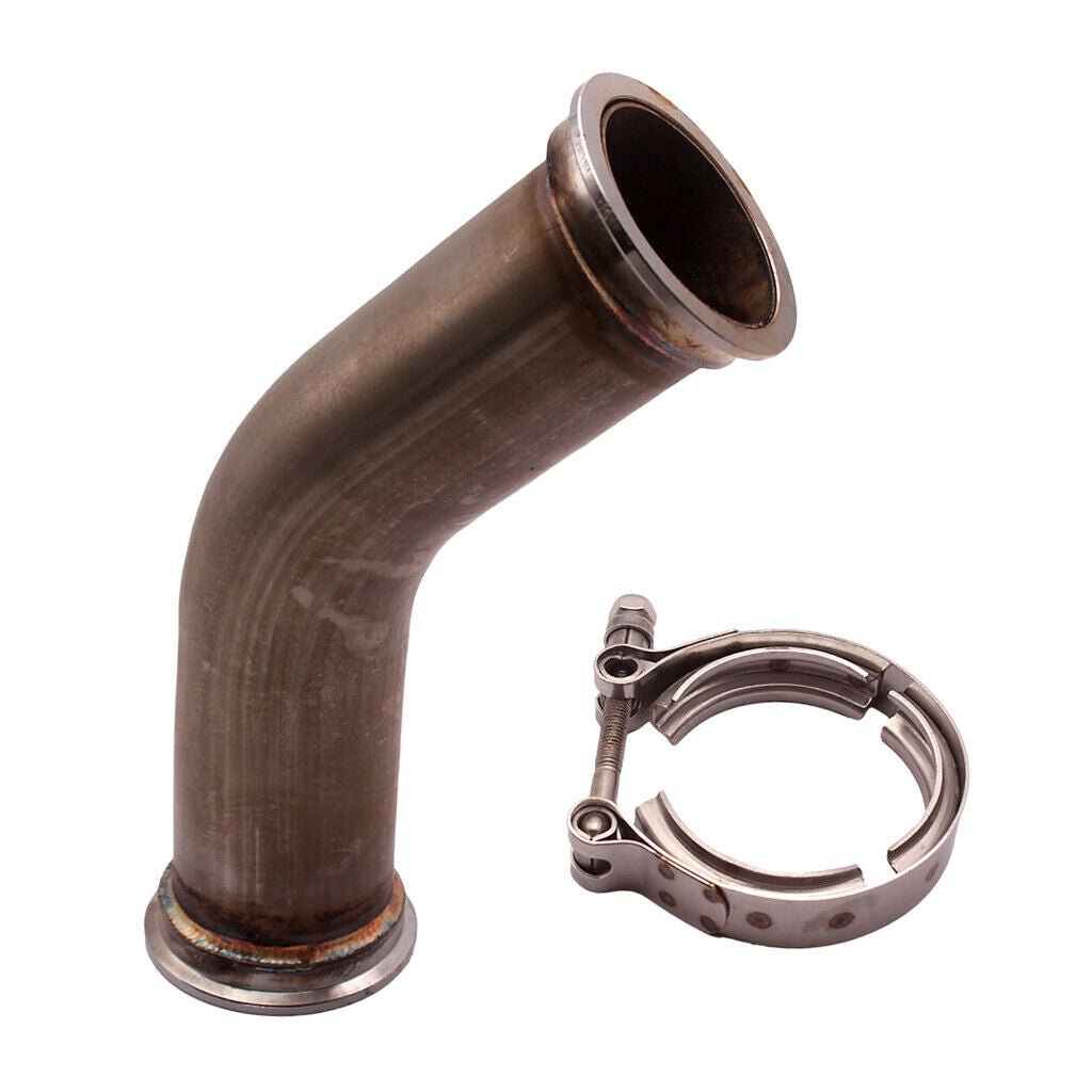 Stainless Steel 45 Degree Pipe Tube Turbo Downpipe w/ V band Flanges Clamp