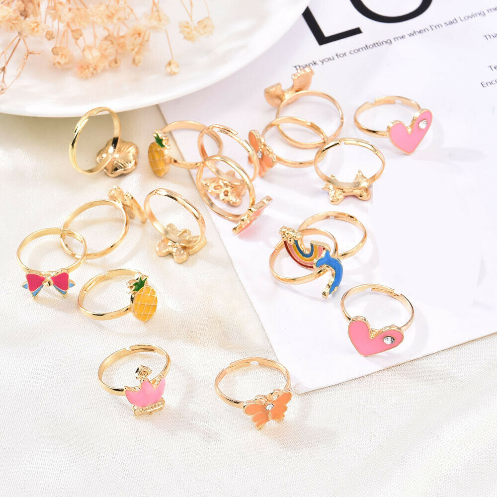 20Pcs Cute Cartoon Rings Set Little Girls Jewelry Kids Birthday Xmas Gifts UK