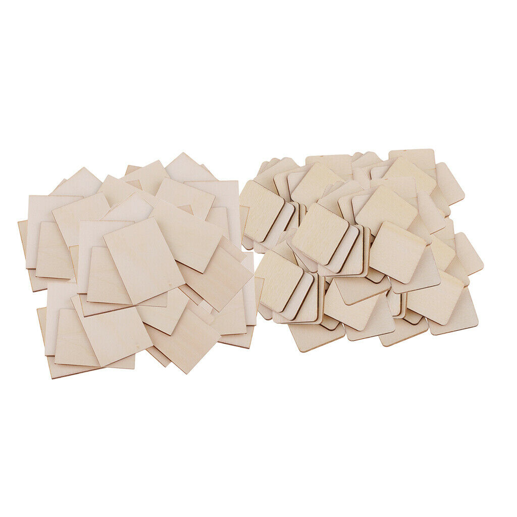 100 Pieces MDF Unfinished Wood Pieces Blank Plaque DIY Arts Crafts  34x34mm