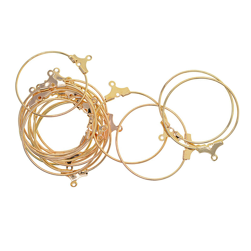 20-Piece Beading Hoop Earring Finding Components W/ Loop Big Round Plated