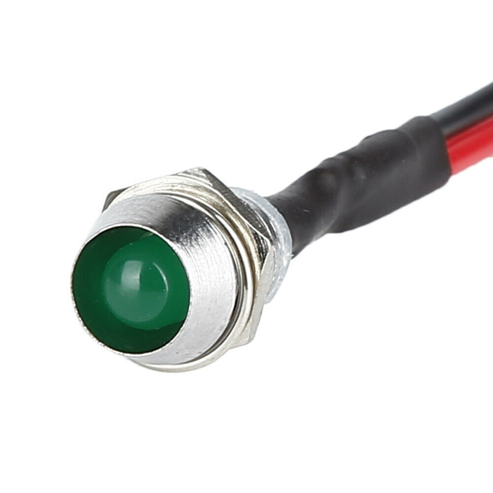 10* Green 8mm 12V LED Indicator Lamp Warn Light Pilot Dash Panel Car Truck Boat