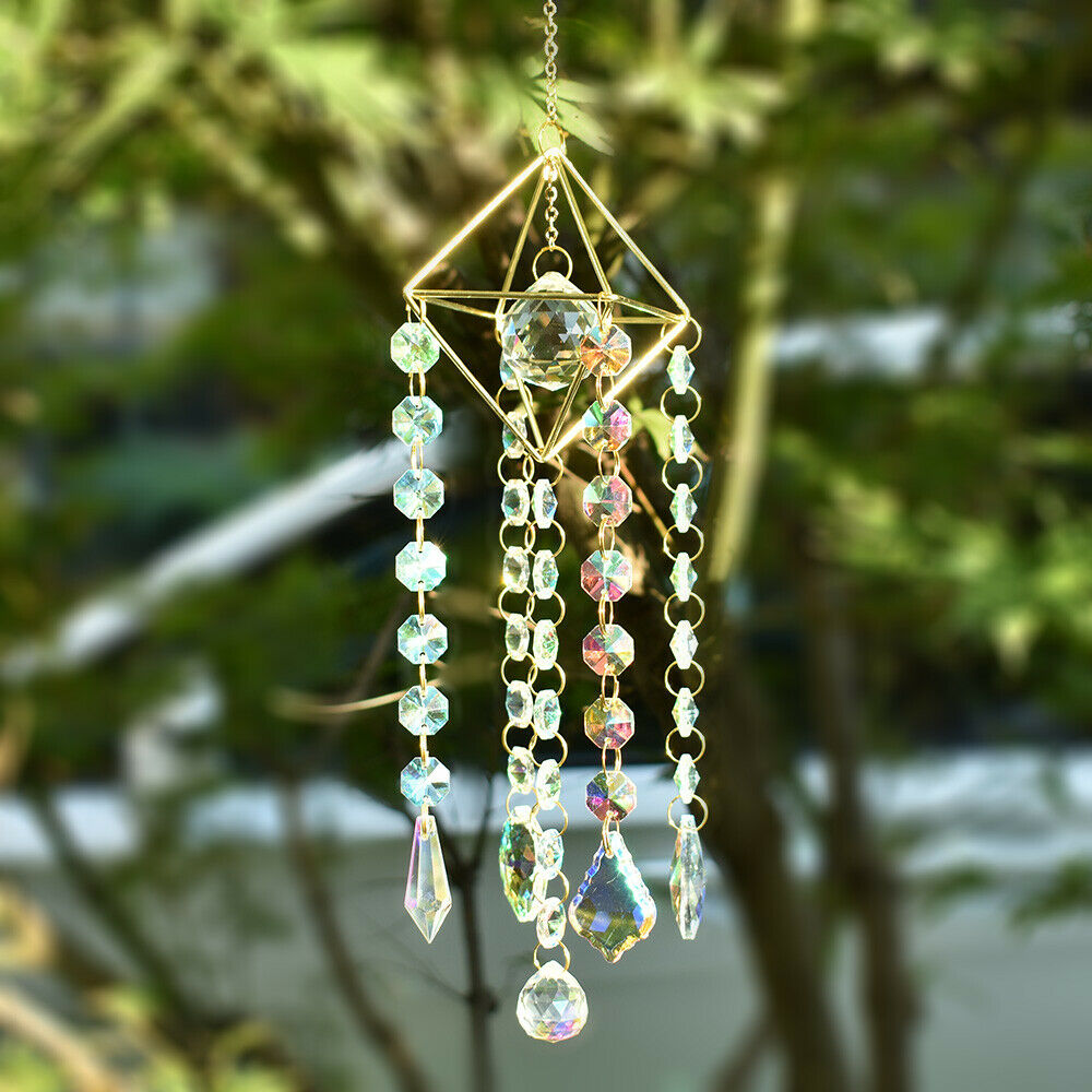 Crystal Suncatcher Prism Rainbow Maker Wind Chime Pendant Hanging Window Decor