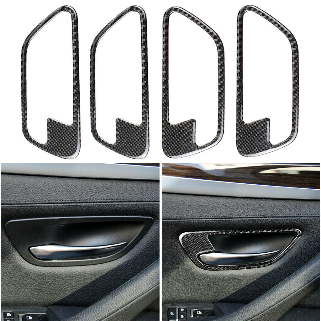 4PCS Carbon Fiber Car Interior Door Handle Cover Trim for BMW F10 5 Series