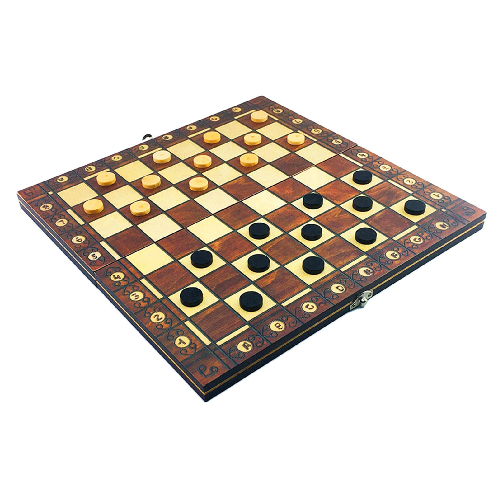 3-in-1 Combo Magnetic Folding Board Game Set Chess Checkers Backgammon 17x17inch