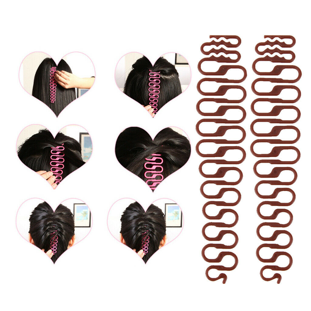 2 Pieces Women French Hair Braid Tool Hair Styling Clip Stick Bun Maker Tool