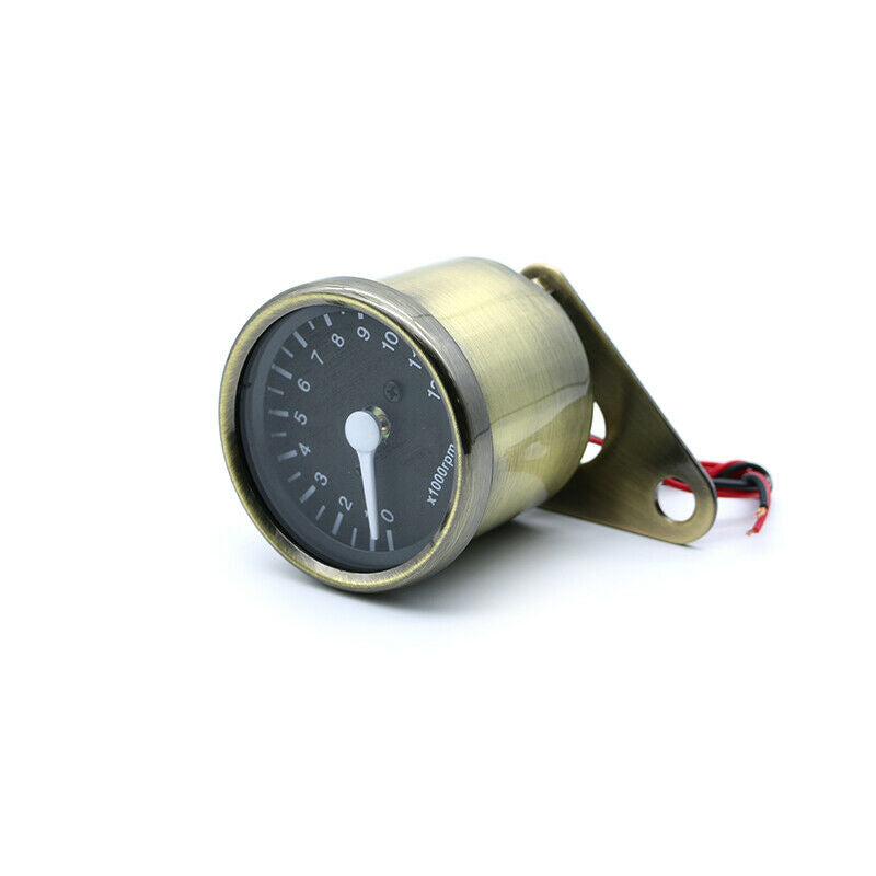 Motorcycle Bronze Mechanical Tachometer Tacho Gauge Universal Cruiser Cafe Racer