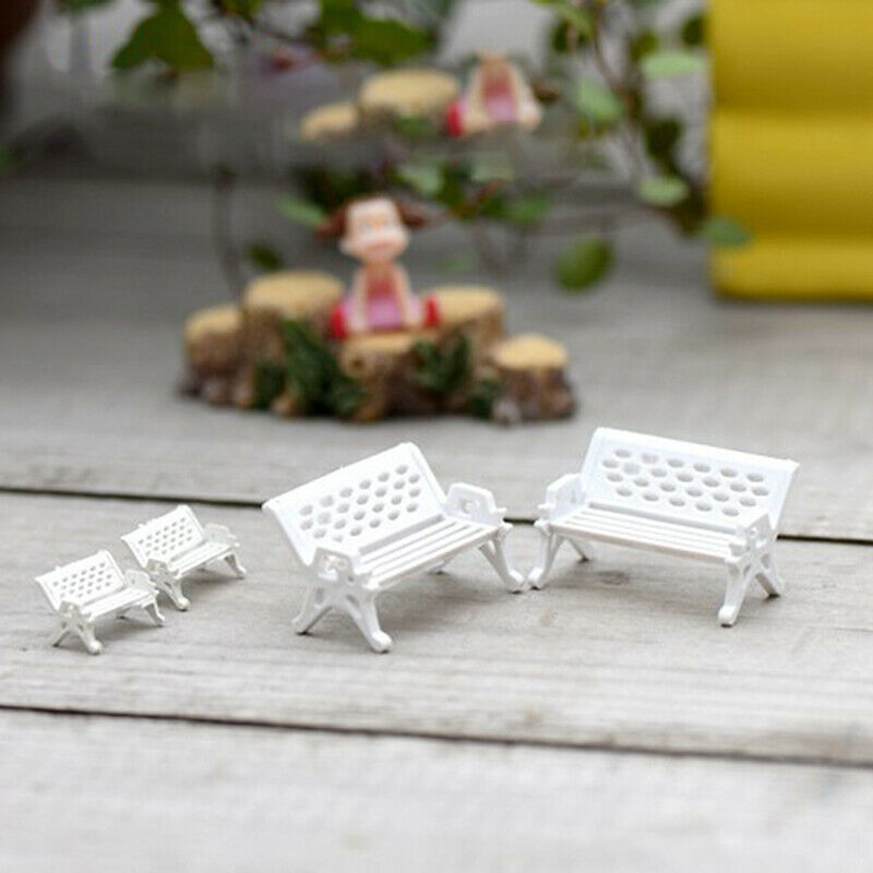 3Pcs Mini Bench Chairs Park Seat Garden Miniatures Micro Landscape Decora.l8