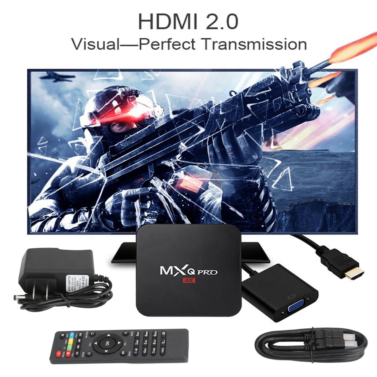 4K Ultra HD Amlogic S905W Quad Core Wifi Android7.1 Smart TV Box MXQ Pro US Plug