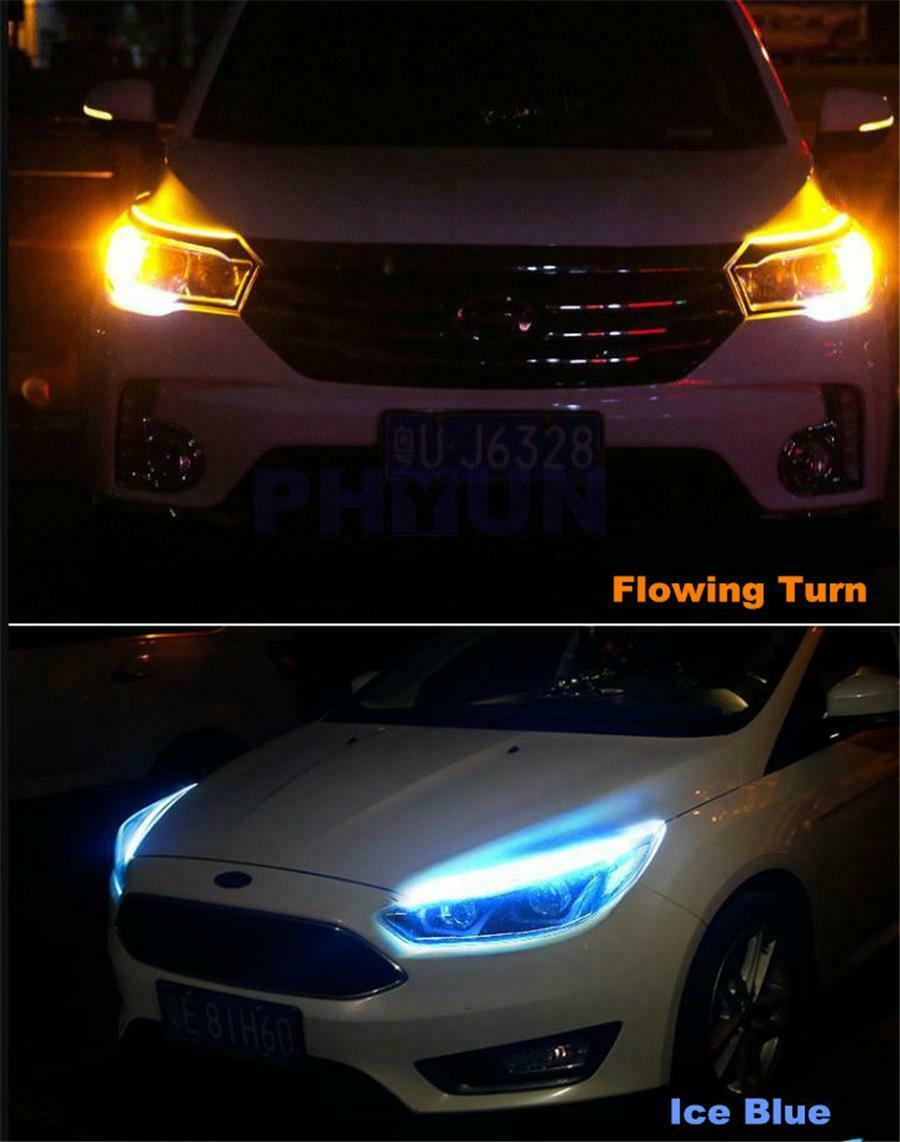 2PC 45CM LED Daytime Running Light DRL RGB Color Bluetooth Control Turning Lamp
