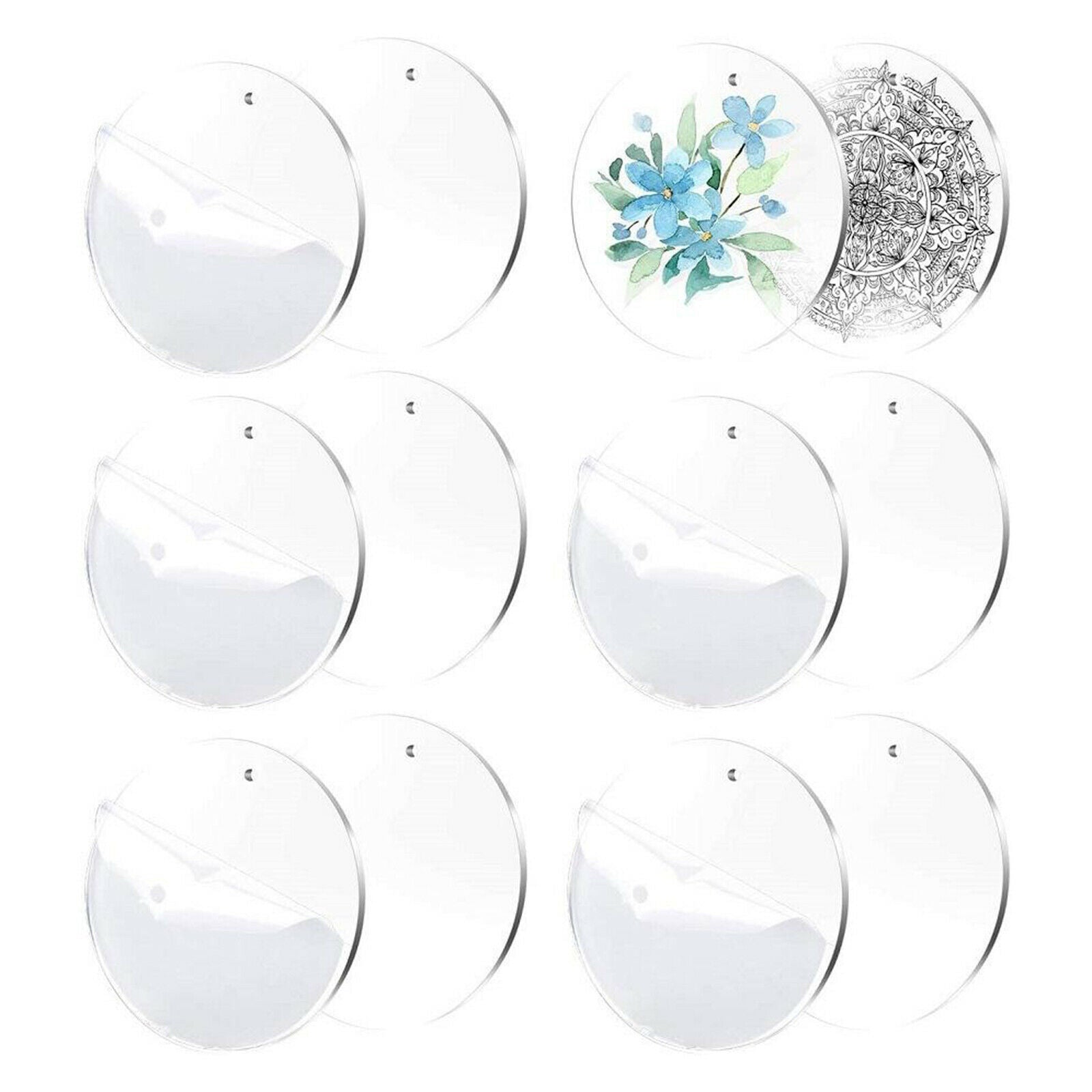20pcs Acrylic Keychain Blanks Clear Disc 3Inch Keychain Jewelry Making