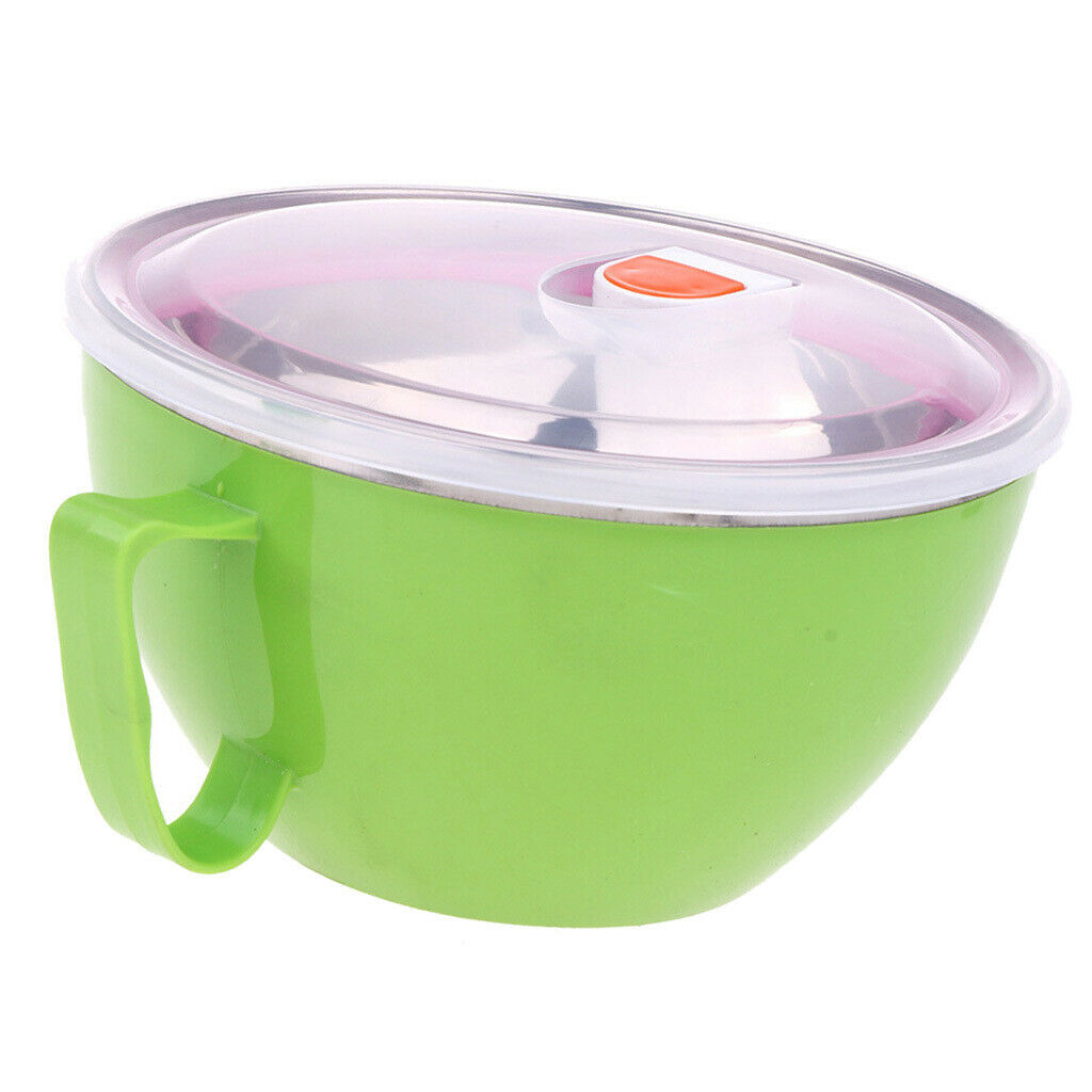 Insulated Food Container Thermal Round Bowl Lunch Dinner Box Picnic Green