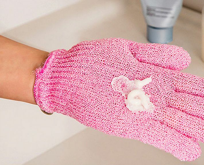 2P Shower Bath Gloves Exfoliating Loofah Body Scrubber Wash Skin Spa Massage HS