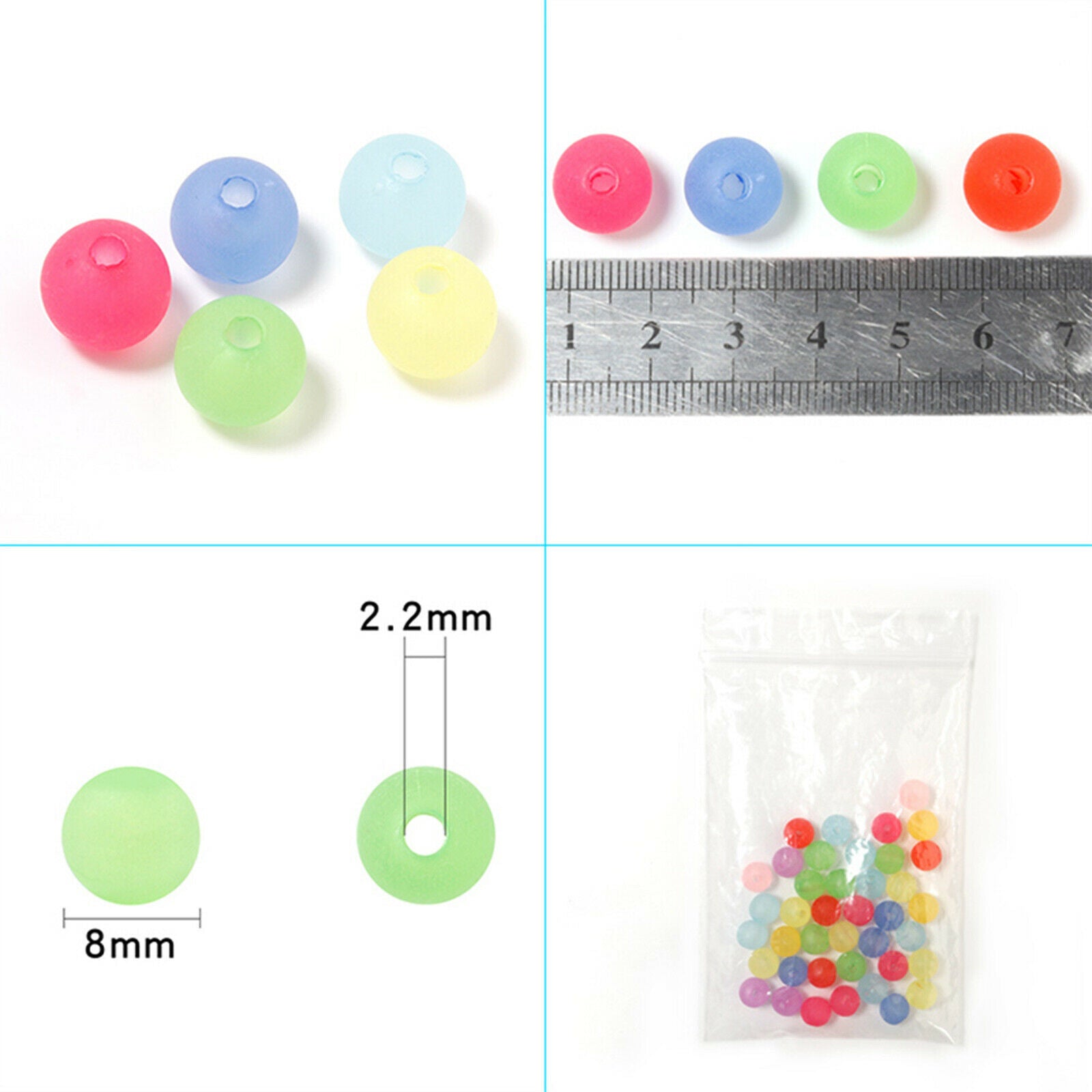300 pieces round loose beads 8mm transparent spacer making