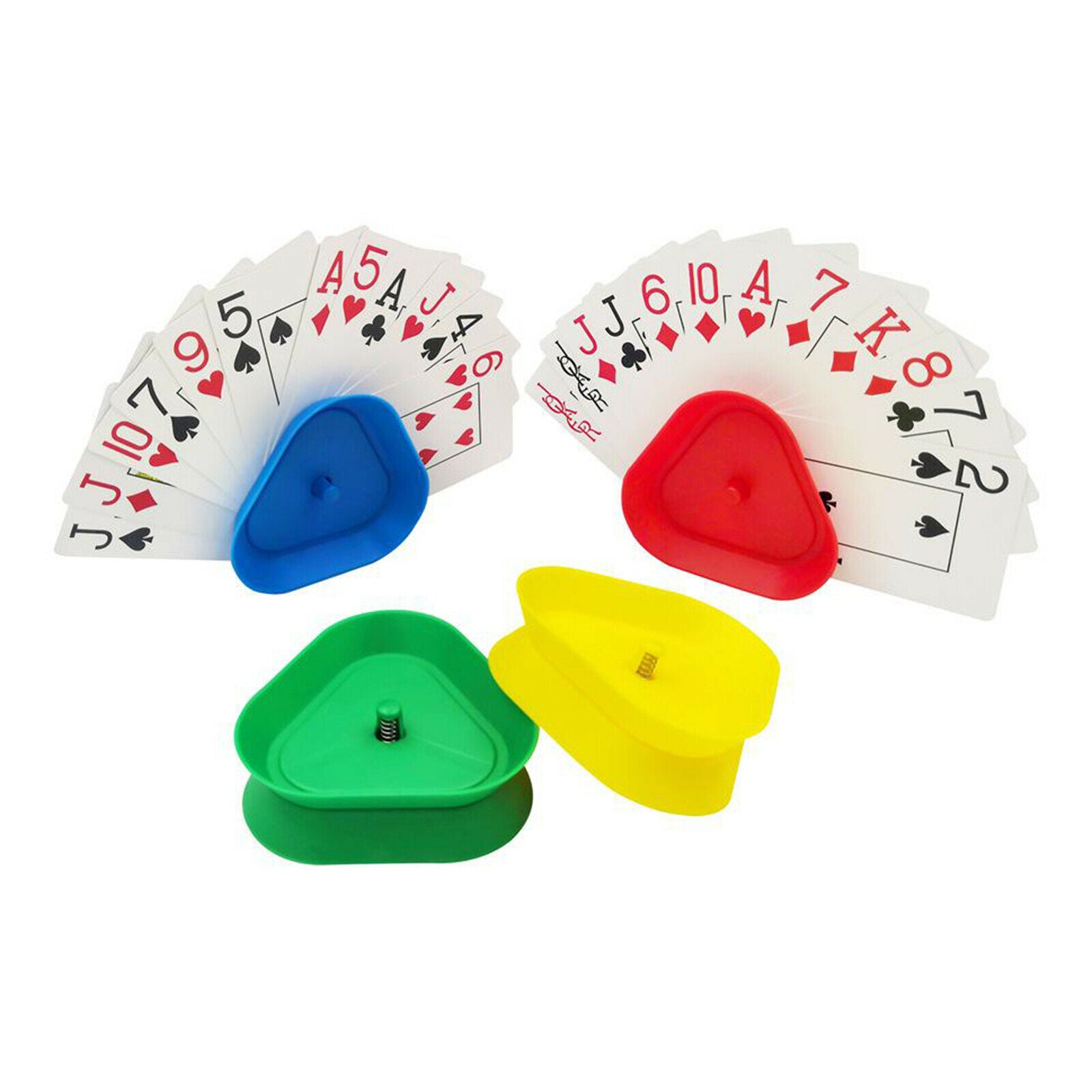 Triangle Shaped Playing Card Holder Red Blue Green Yellow for Children