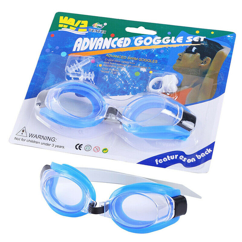 Waterproof Anti Fog Swimming Goggles Set UV Adjustable With Nose Clip Ear.l8