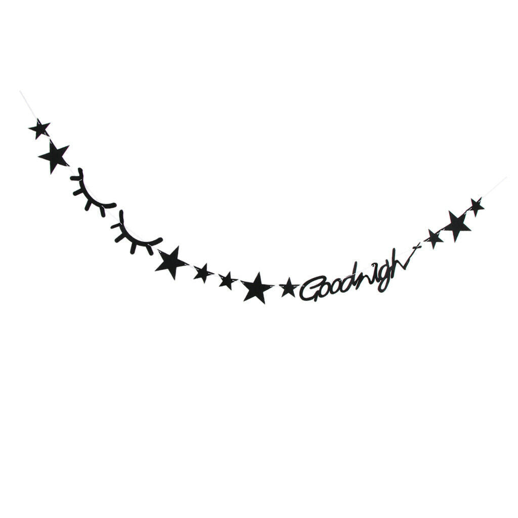 Star Eyelashes Flags Bunting Goodnight Banner Kids Birthday Party Decor